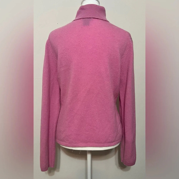 EVIE Cashmere Wool Blend Turtleneck Sweater Pink Large - Picture 5 of 15